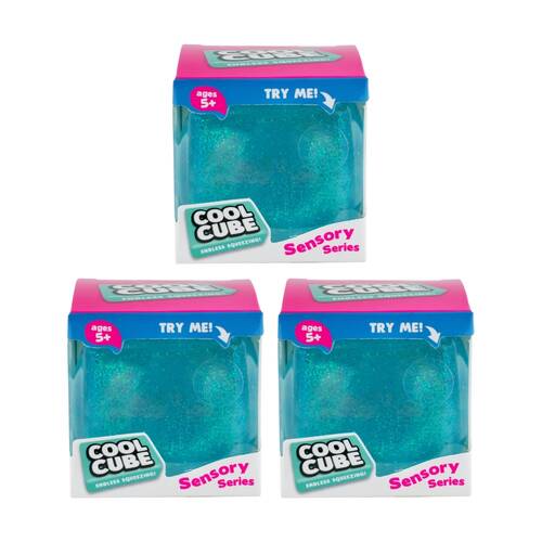 3PK Trend Hub Kids 3y+ Cool Cube Ultra-Squishy Sensory Fidget Toy Assorted
