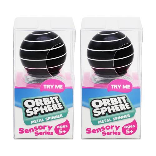 2PK Trend Hub Kids 5y+ Orbit Sphere Polished Metal Fidget Spinner Toy Assorted