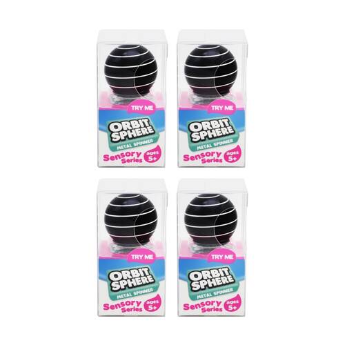 4PK Trend Hub Kids 5y+ Orbit Sphere Polished Metal Fidget Spinner Toy Assorted