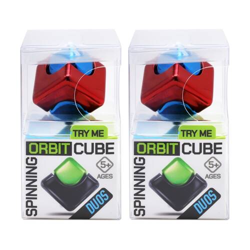 2PK Trend Hub Kids 5y+ Orbit Cube Metallic Fidget Spinner Assorted Colours