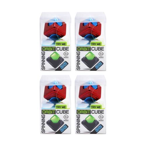 4PK Trend Hub Kids 5y+ Orbit Cube Metallic Fidget Spinner Assorted Colours