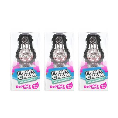 3PK Trend Hub Kids 5y+ Metal Fidget Chain Stainless Steel Spin Toy