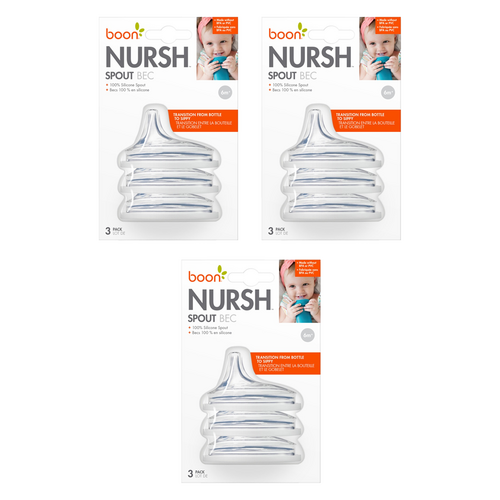 3x 3pc Boon Nursh Transitional Silicone Sippy Cup Spout Lid 6m+