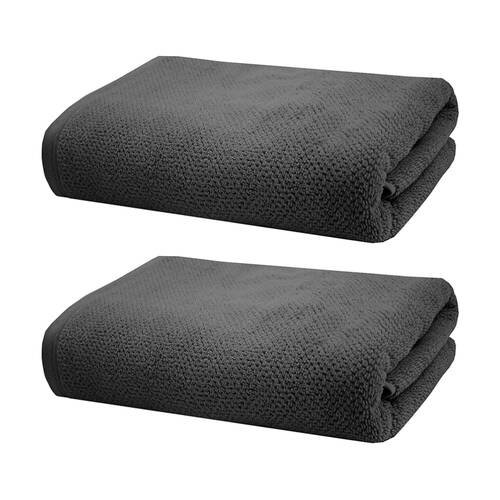 2PK Bambury Angove 600gsm Soft Absorbent Cotton Bath Sheet 80x160cm Grey