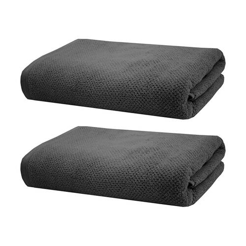2PK Bambury Angove 600gsm Soft Absorbent Cotton Bath Towel 70x140cm Grey