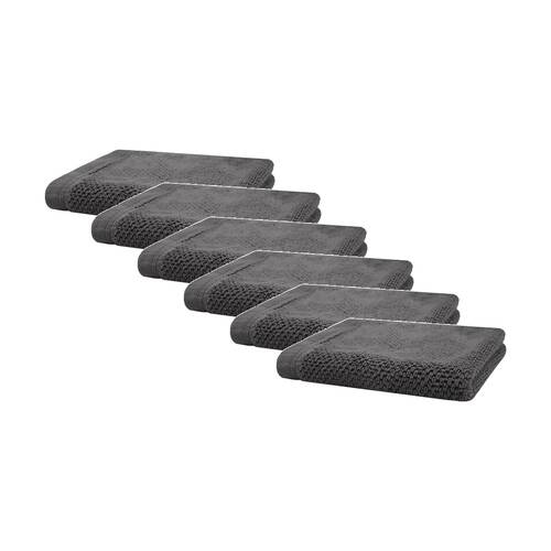 6PK Bambury Angove 600gsm Soft Absorbent Cotton Face Washer 33x33cm Grey