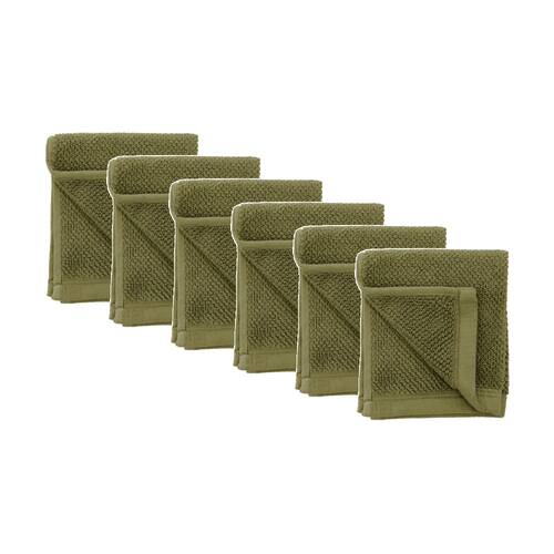6PK Bambury Angove 600gsm Soft Absorbent Cotton Face Washer 33x33cm Green