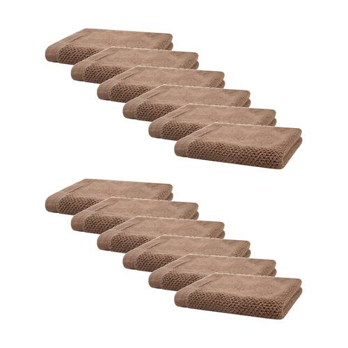 12PK Bambury Angove 600gsm Soft Absorbent Cotton Face Washer 33x33cm Pink