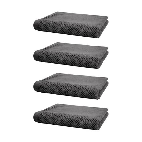 4PK Bambury Angove 600gsm Soft Absorbent Cotton Hand Towel 40x70cm Grey