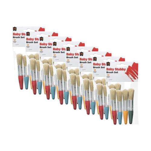 8x 4pc Educational Colours Baby Stubby Paint Brush Set Art/Craft Supplies