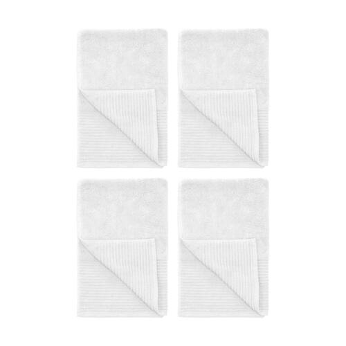 4PK Bambury Elvire 800gsm Soft Absorbent Cotton Bath Mat 48x78cm White