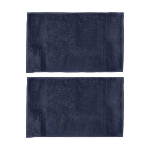 2PK Bambury Elvire 800gsm Soft Absorbent Cotton Bath Mat 48x78cm Blue