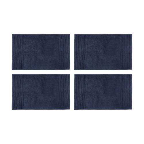 4PK Bambury Elvire 800gsm Soft Absorbent Cotton Bath Mat 48x78cm Blue