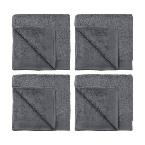4PK Bambury Elvire 600gsm Soft Absorbent Cotton Bath Towel 68x137cm Grey