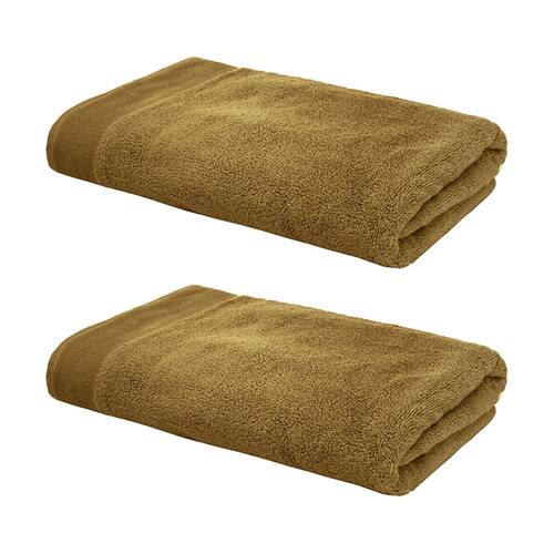 2PK Bambury Elvire 600gsm Soft Absorbent Cotton Bath Towel 68x137cm Brown