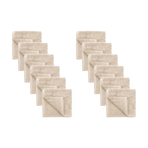 12PK Bambury Elvire 600gsm Soft Absorbent Cotton Face Washer 33x33cm Neutrals