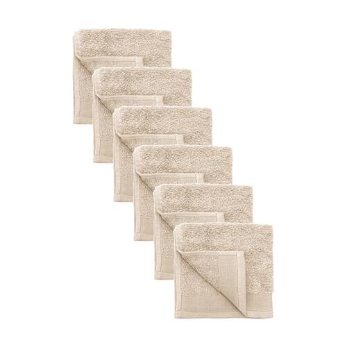 6PK Bambury Elvire 600gsm Soft Absorbent Cotton Face Washer 33x33cm Neutrals