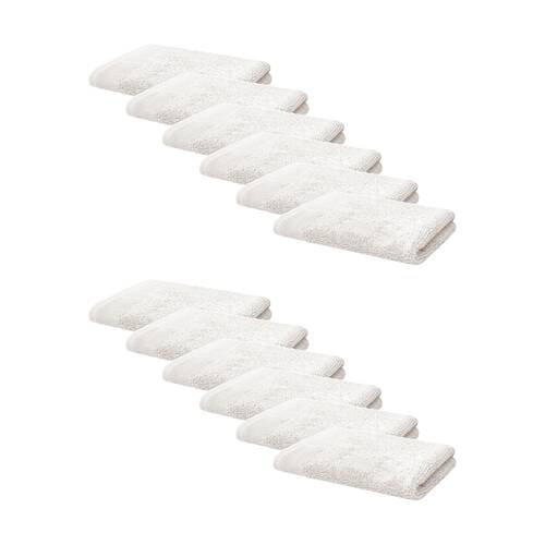 12PK Bambury Elvire 600gsm Soft Absorbent Cotton Face Washer 33x33cm White