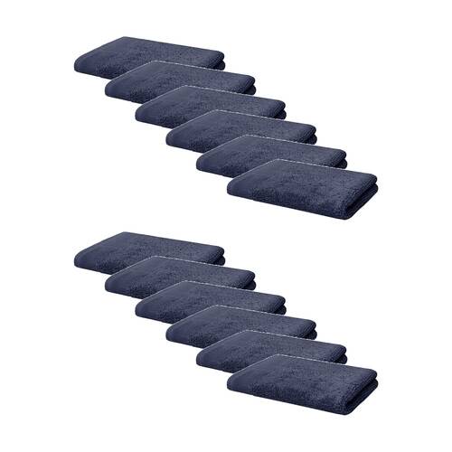 12PK Bambury Elvire 600gsm Soft Absorbent Cotton Face Washer 33x33cm Blue