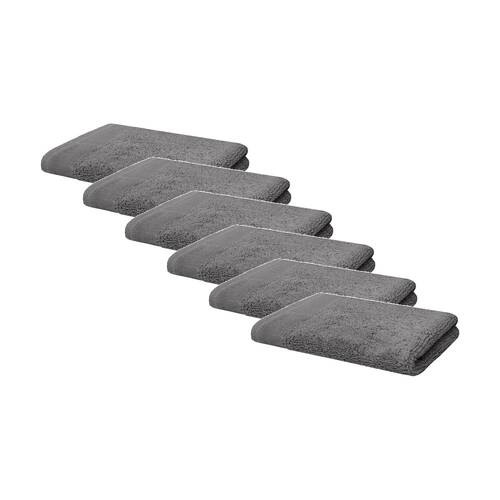 6PK Bambury Elvire 600gsm Soft Absorbent Cotton Face Washer 33x33cm Grey
