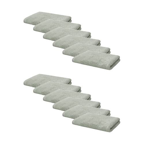 12PK Bambury Elvire 600gsm Soft Absorbent Cotton Face Washer 33x33cm Green