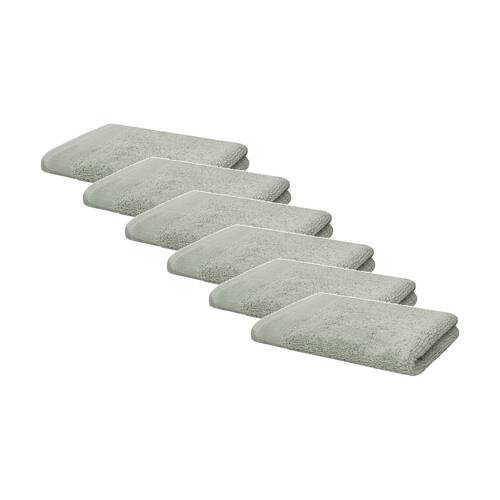 6PK Bambury Elvire 600gsm Soft Absorbent Cotton Face Washer 33x33cm Green