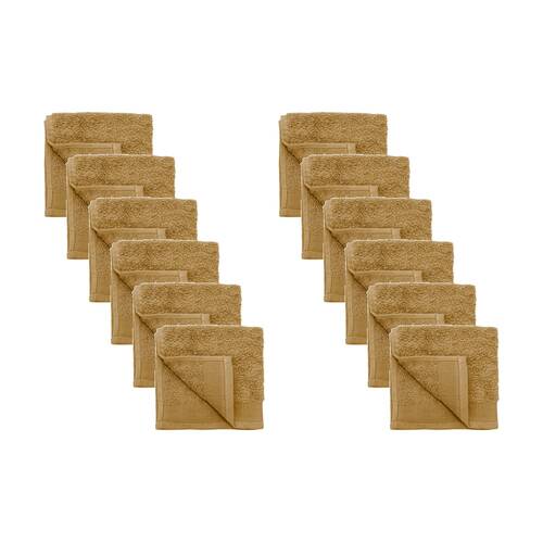 12PK Bambury Elvire 600gsm Soft Absorbent Cotton Face Washer 33x33cm Brown