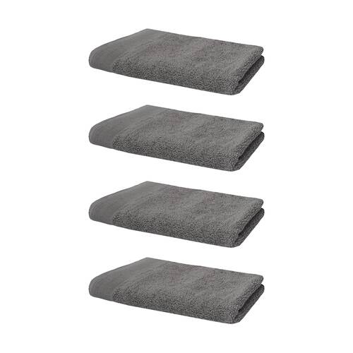 4PK Bambury Elvire 600gsm Soft Absorbent Cotton Hand Towel 40x60cm Grey