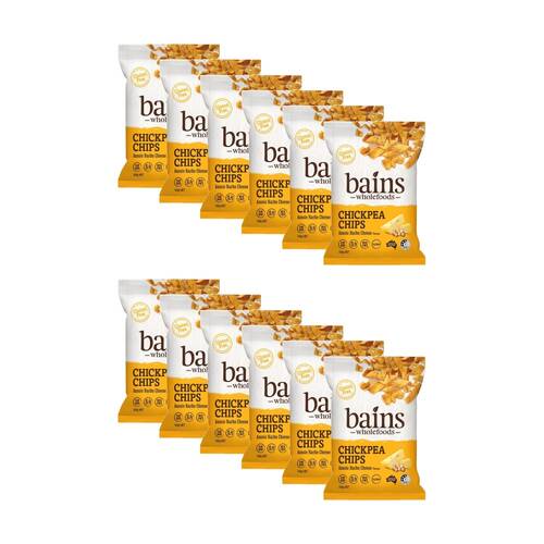 12PK Bains Wholefoods Chickpea Chips Nacho Cheese Flavoured Snack 100g