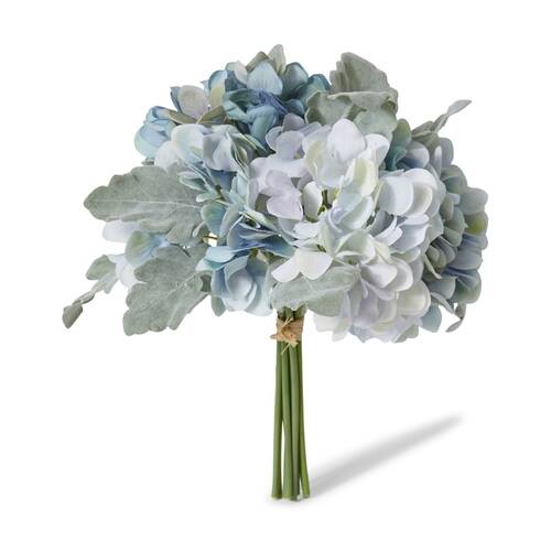 6PK E Style Hydrangea Alice Bouquet Soft Blue Artificial Flowers 25x25x28cm