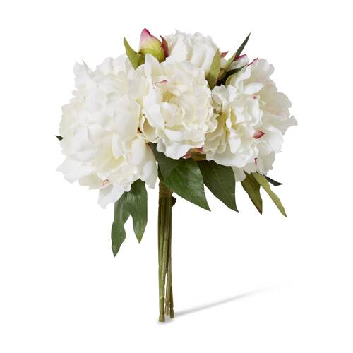 2PK E Style Peony Juliana Bouquet White Artificial Flowers 30x20x15cm
