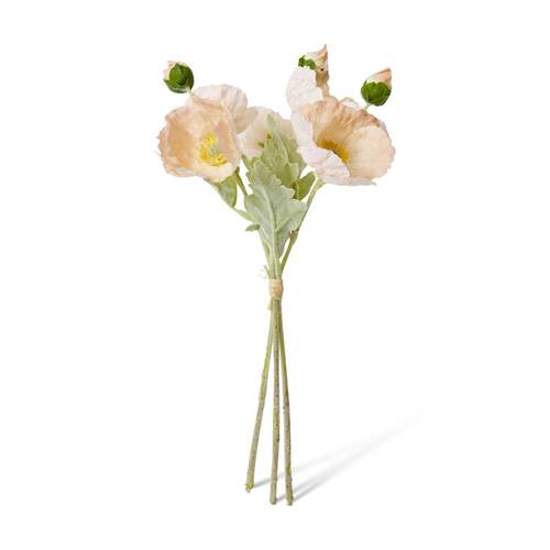 3PK E Style Poppy Bundle Peach Artificial Flowers Decor 9x9x35cm