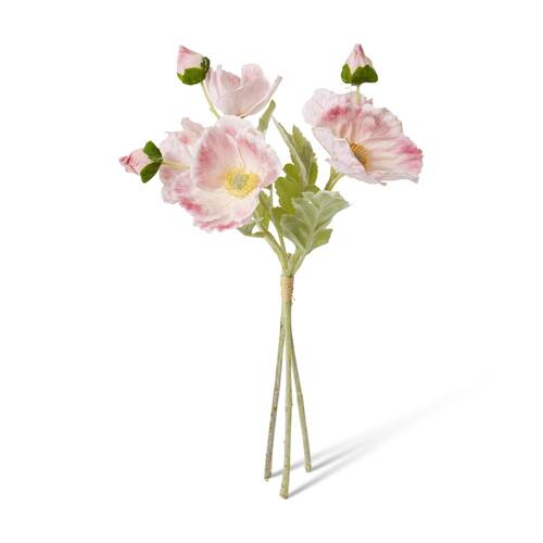 6PK E Style Poppy Bundle Decorative Soft Pink Artificial Flowers 9x9x35cm