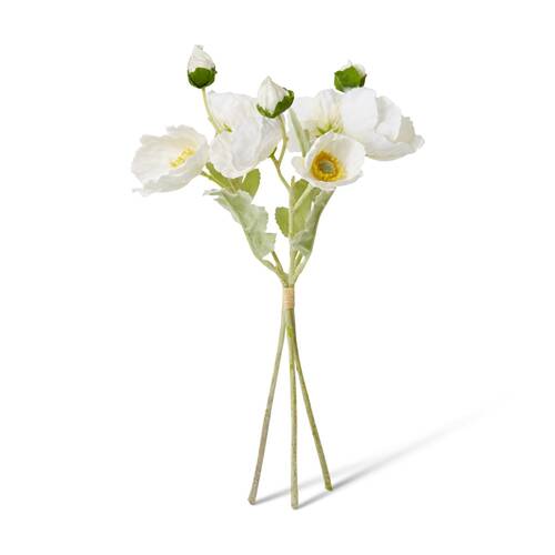 6PK E Style White Poppy Bundle Decorative Artificial Flowers 9x9x35cm