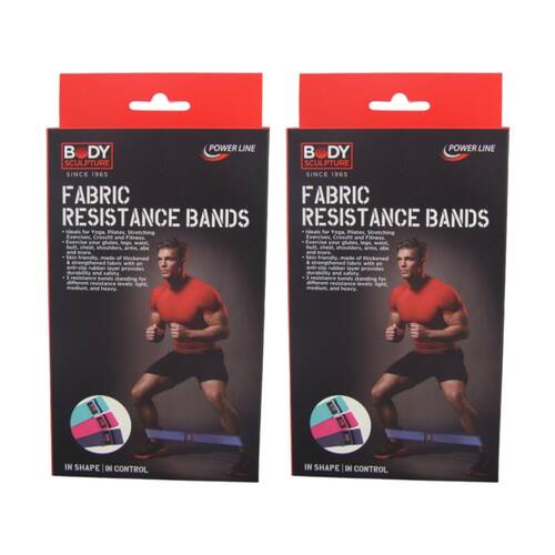 2x 3pc Body Sculpture Fabric Fitness Resistance Bands W/ 3 Levels S/M/L