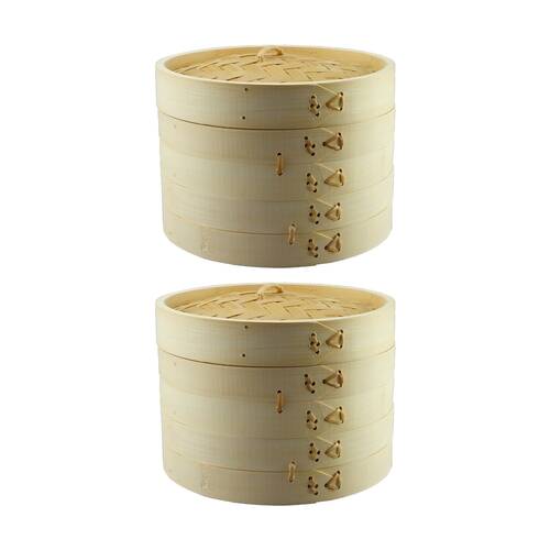 2PK G&S Natural Bamboo Deluxe Steamer Lightweight Food Preparation 20x14.5cm