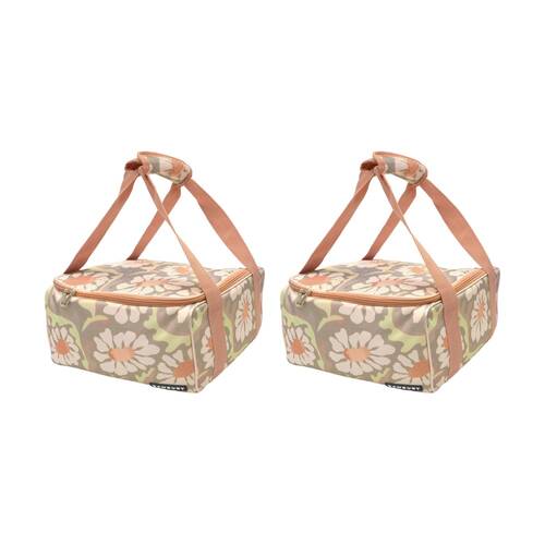 2PK Bambury Sadie Square Food Carrier Dish Transport Bag Spacious 30x30x18cm