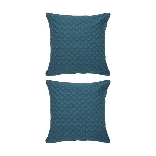 2PK Bambury Luna Jacquard European Pillowcase Teal Home Bedding 65x65cm