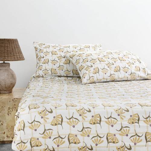 Bambury Arlo Flannelette Fitted Sheet Set 100 Percent Cotton Bedding