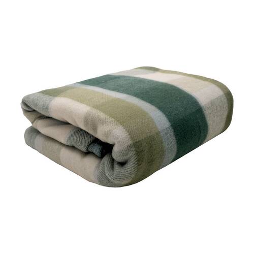 Bambury Nolan Wool Bamboo Blanket Warm Breathable Forest Check