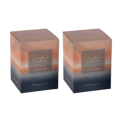 2PK Bramble Bay Ocean Coastal Sunrise Candle W/ Decorations Home Fragrance 300g