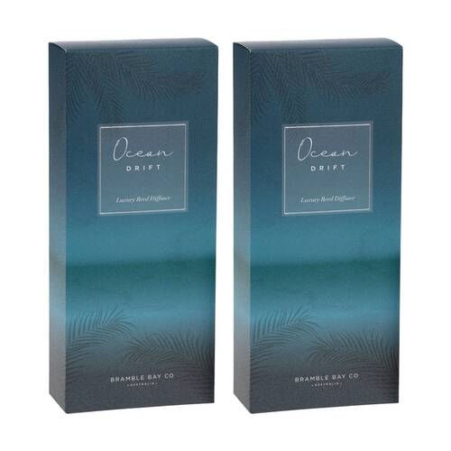 2PK Bramble Bay Ocean Drift Glass Reed Diffuser Home Fragrance 150ml