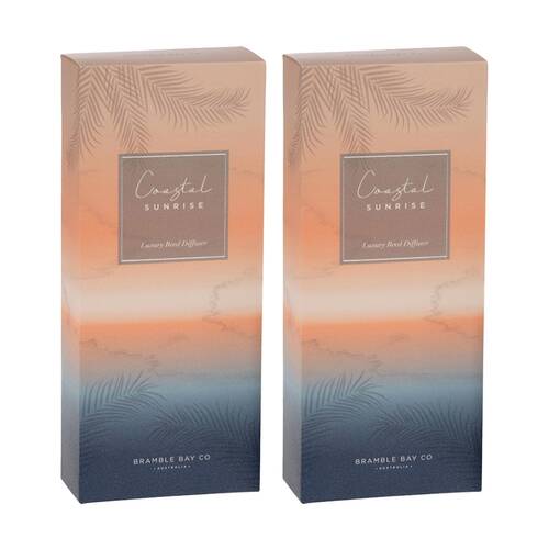 2PK Bramble Bay Ocean Coastal Sunrise Glass Reed Diffuser Home Fragrance 150ml