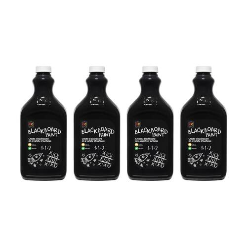 4PK Educational Colours Blackboard Paint Suitable All Surfaces Kids Art/Craft 2L