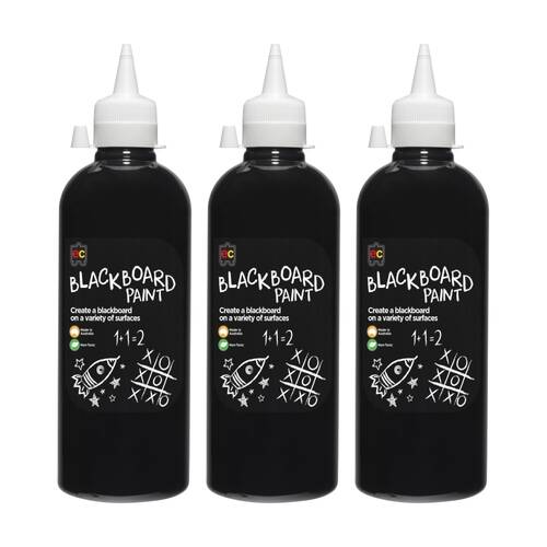 3PK Educational Colours Blackboard Paint Suitable All Surfaces Kids Art 500ml