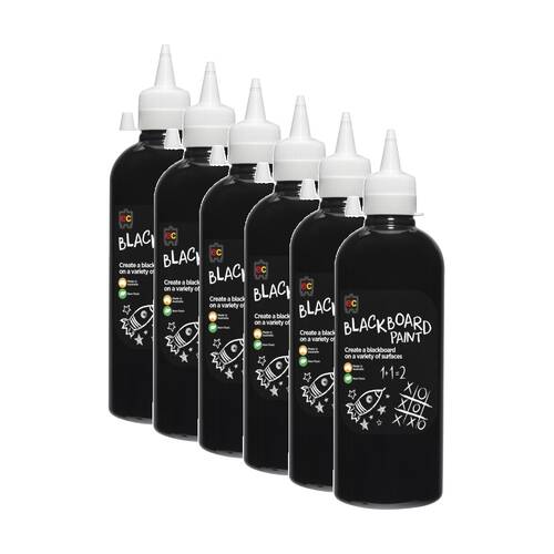 6PK Educational Colours Blackboard Paint Suitable All Surfaces Kids Art 500ml