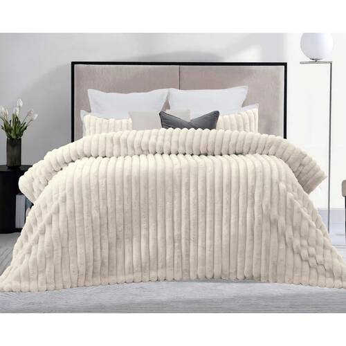 CDSI Arna Fleece Comforter Queen W/ 2 Pillow Cases Coconut Milk 240x240cm