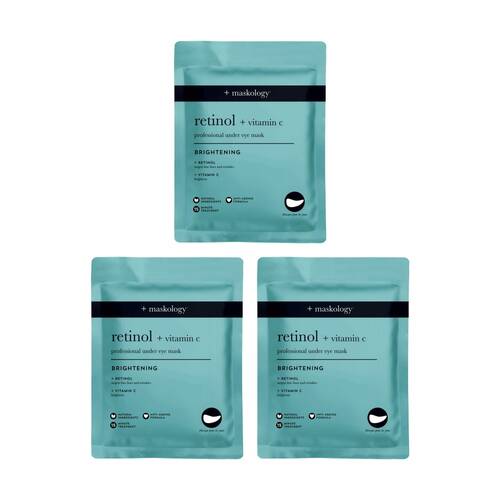 3PK Maskology Retinol+Vitamin-C Professional Under Eye Mask Anti-Ageing Formula