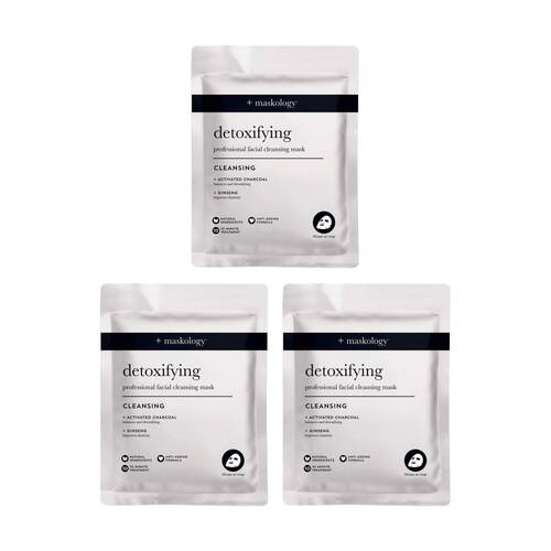 3PK Maskology Detoxifying Professional Sheet Mask Cleansing Anti-Ageing Formula