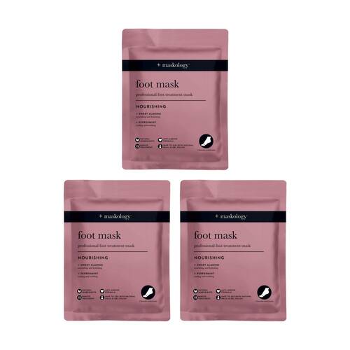 3PK Maskology Foot Mask Professional Treatment Nourishing Anti-Ageing